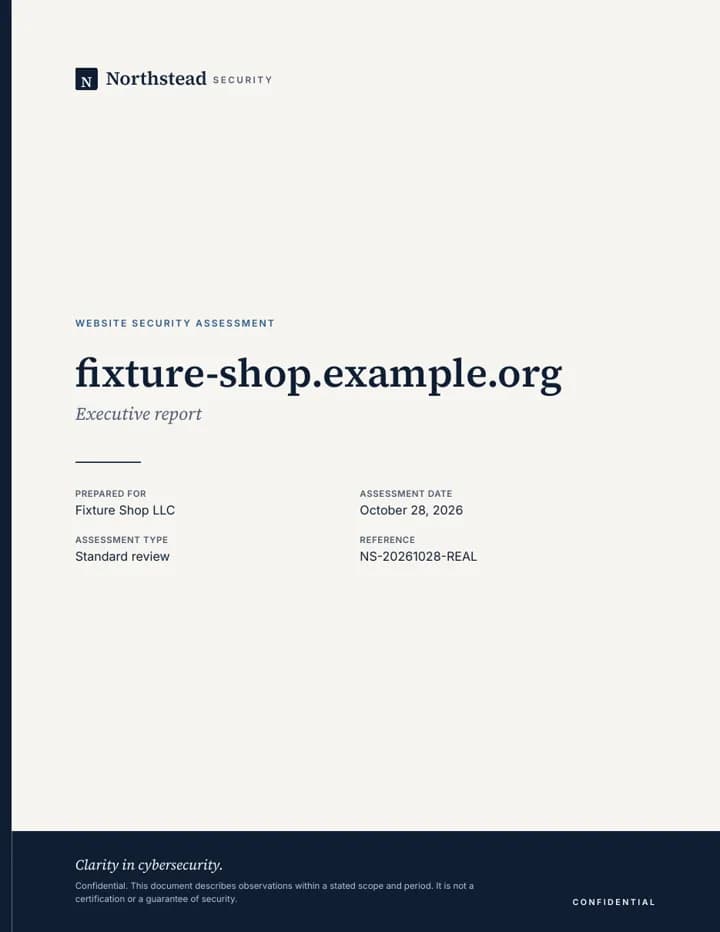 Cover page of a sample executive report